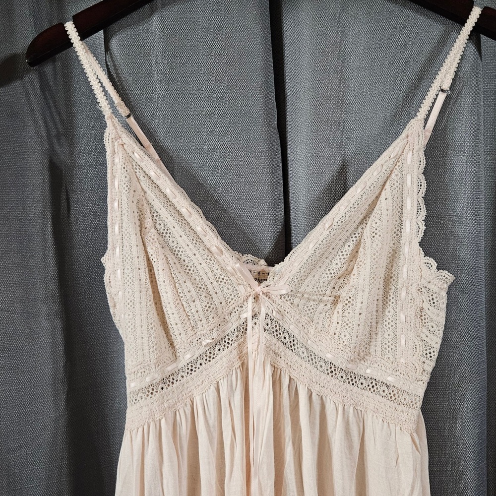 Eberjey Tangled Love Chemise Pale Blush Pink Lace V-Neck Nightgown S689 S/M NEW